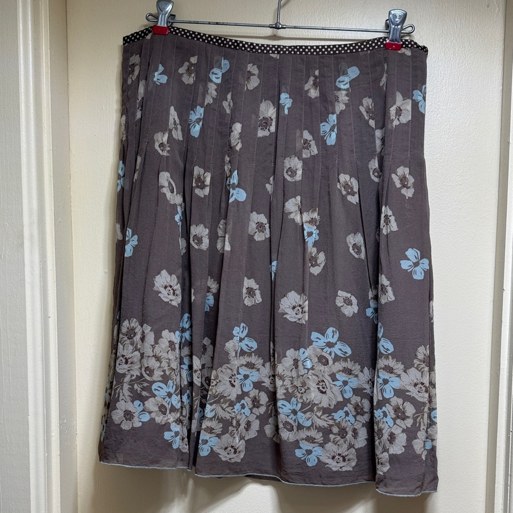 The Limited Floral A-Line Skirt in Brown and Blue
